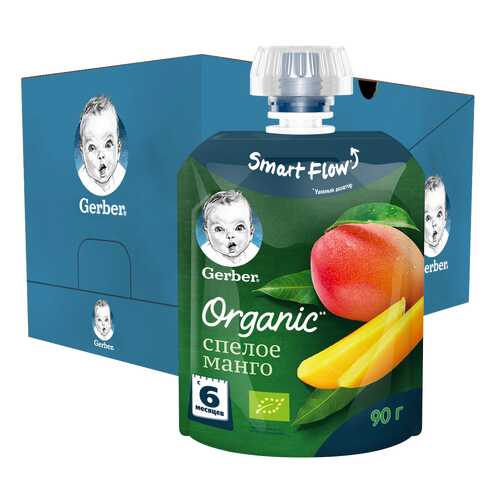 Фруктовое пюре Gerber Organic Спелое Манго с 6 мес., 16 шт. по 90 г в Дочки и Сыночки