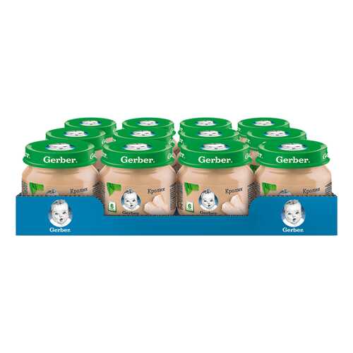 Мясное пюре Gerber кролик c 6 месяцев 12 шт. по 80 г в Дочки и Сыночки