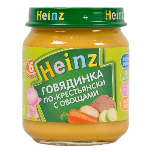 Пюре мясное Heinz Говядинка по-крестьянски с овощами с 6 мес. 120 г в Дочки и Сыночки