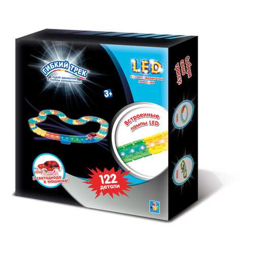 Автотрек 1 TOY Гибкий трек с LED-лампами, 122 детали в Дочки и Сыночки