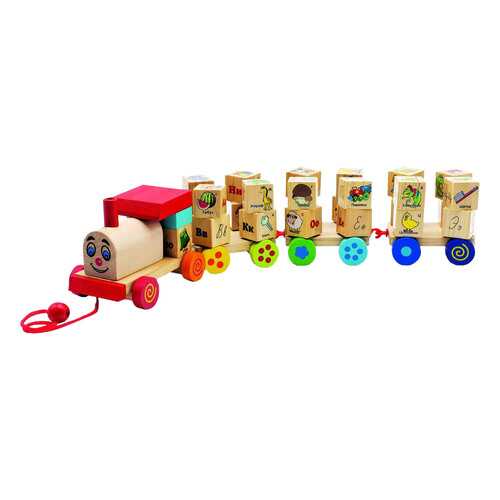 Деревянная игрушка для малышей из дерева Паровозик Алфавит в Дочки и Сыночки