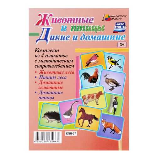 Комплект плакатов Дикие и домашние животные и птицы (4 плаката Животные леса, Птицы леса, в Дочки и Сыночки
