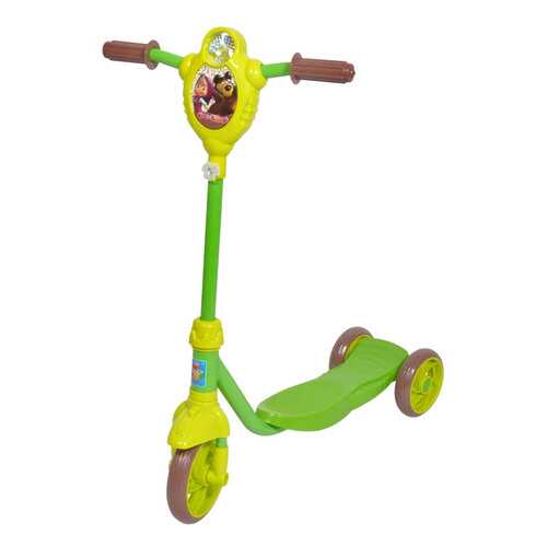 Самокат трехколесный 1 Toy Маша и Медведь Т59575 зеленый в Дочки и Сыночки
