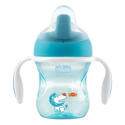 Поильник Chicco Training Cup голубой полужесткий носик, 6м+, 200 мл в Дочки и Сыночки