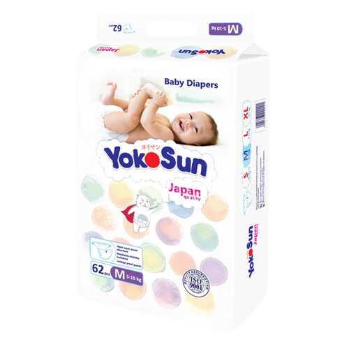 Подгузники YokoSun M (5-10 кг), 62 шт. в Дочки и Сыночки